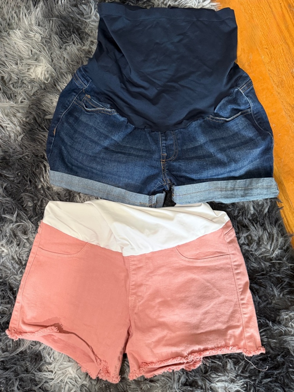 Just USA Maternity Shorts Duo - Navy Belly Panel & Pink Shorts